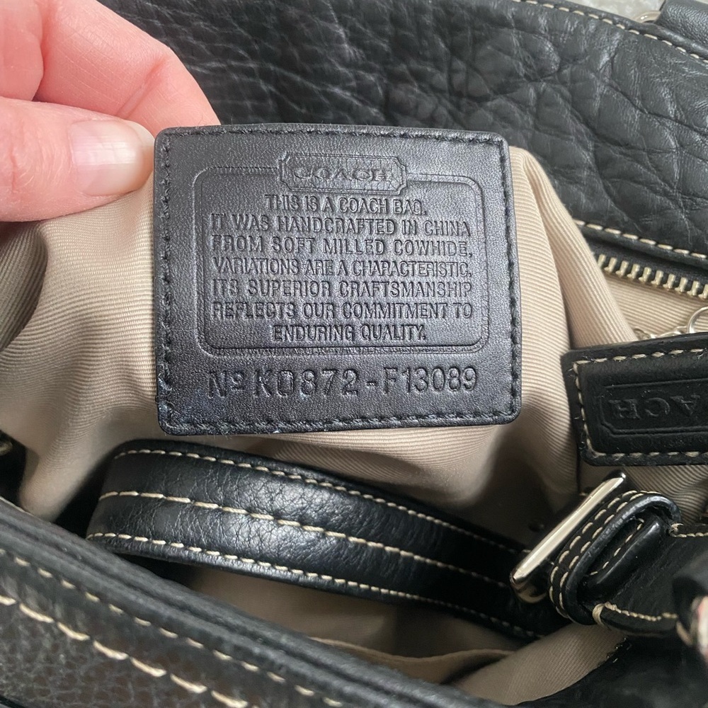 Coach Black Pebbled Leather Shoulder Tote - Picture 3 of 4